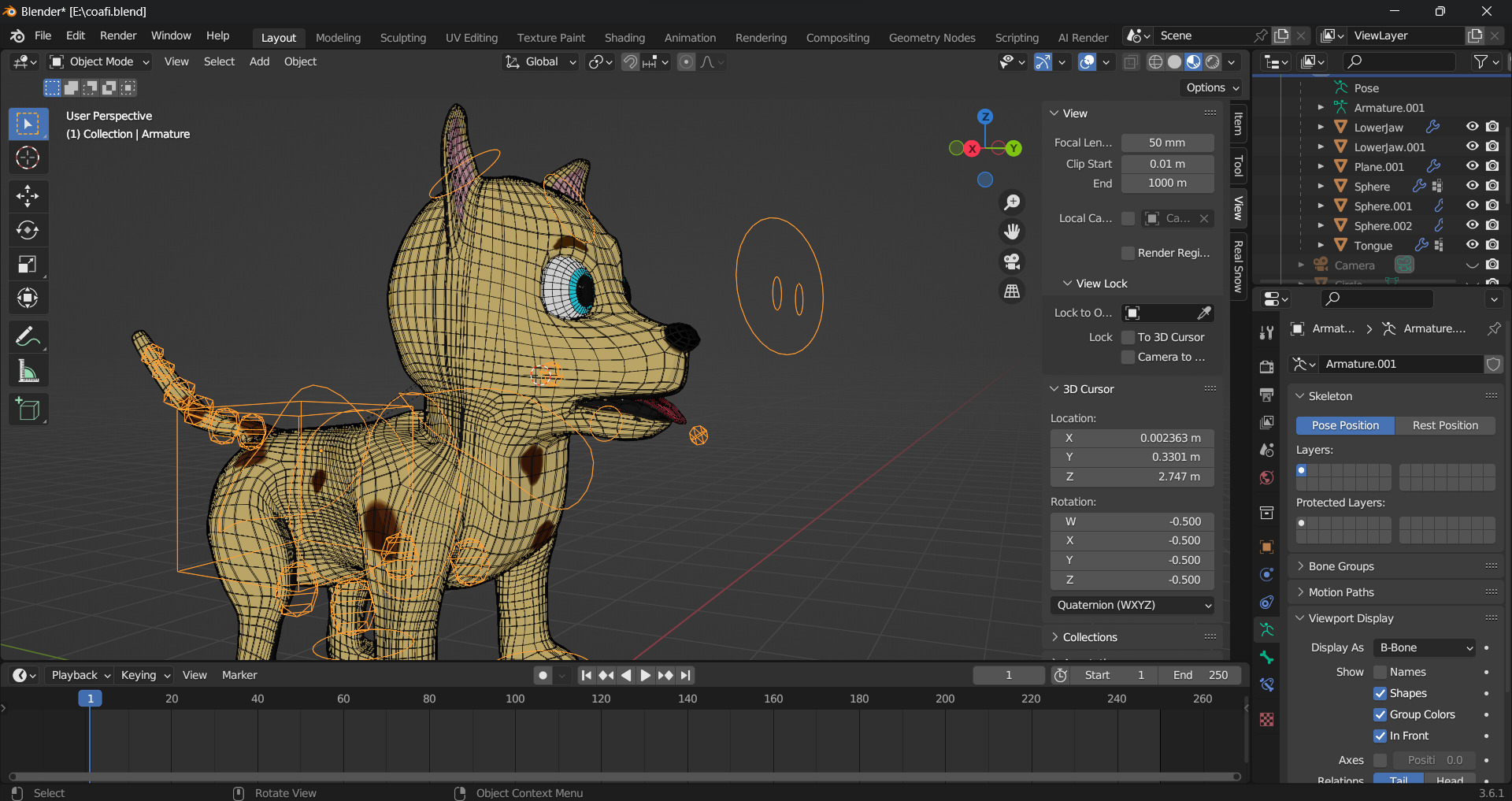 cartoon style puppy Rigged 3D model_4