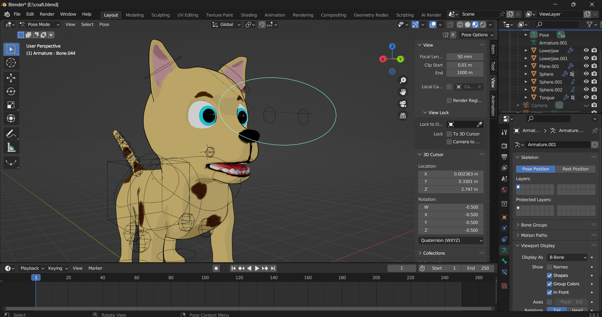 cartoon style puppy Rigged 3D model_3
