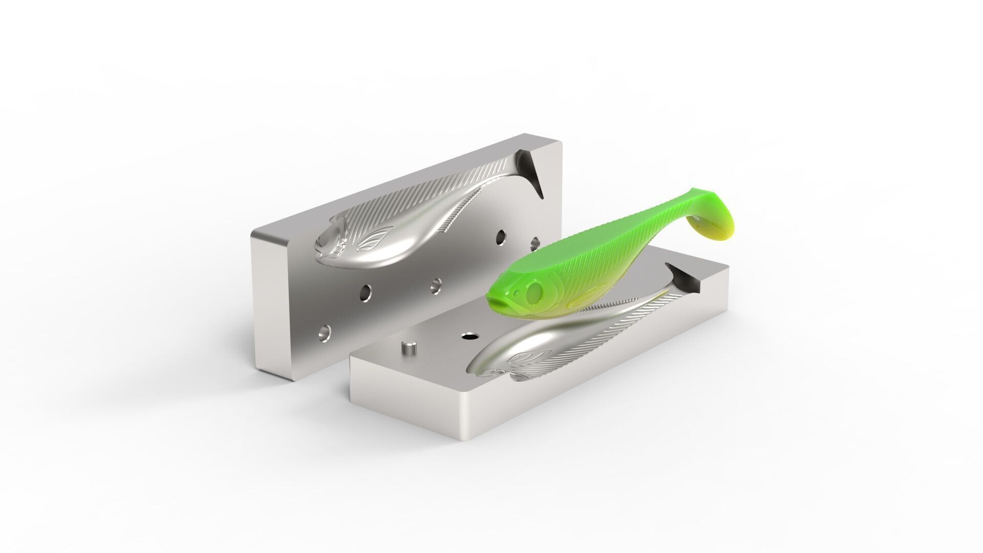 Open pour mold for swimbait 150mm 3D print model_3