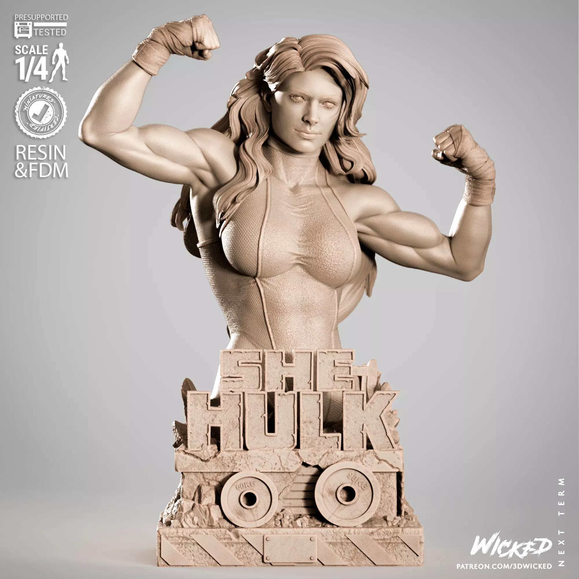 Wicked Marvel She Hulk Portrait Bust 3D print model