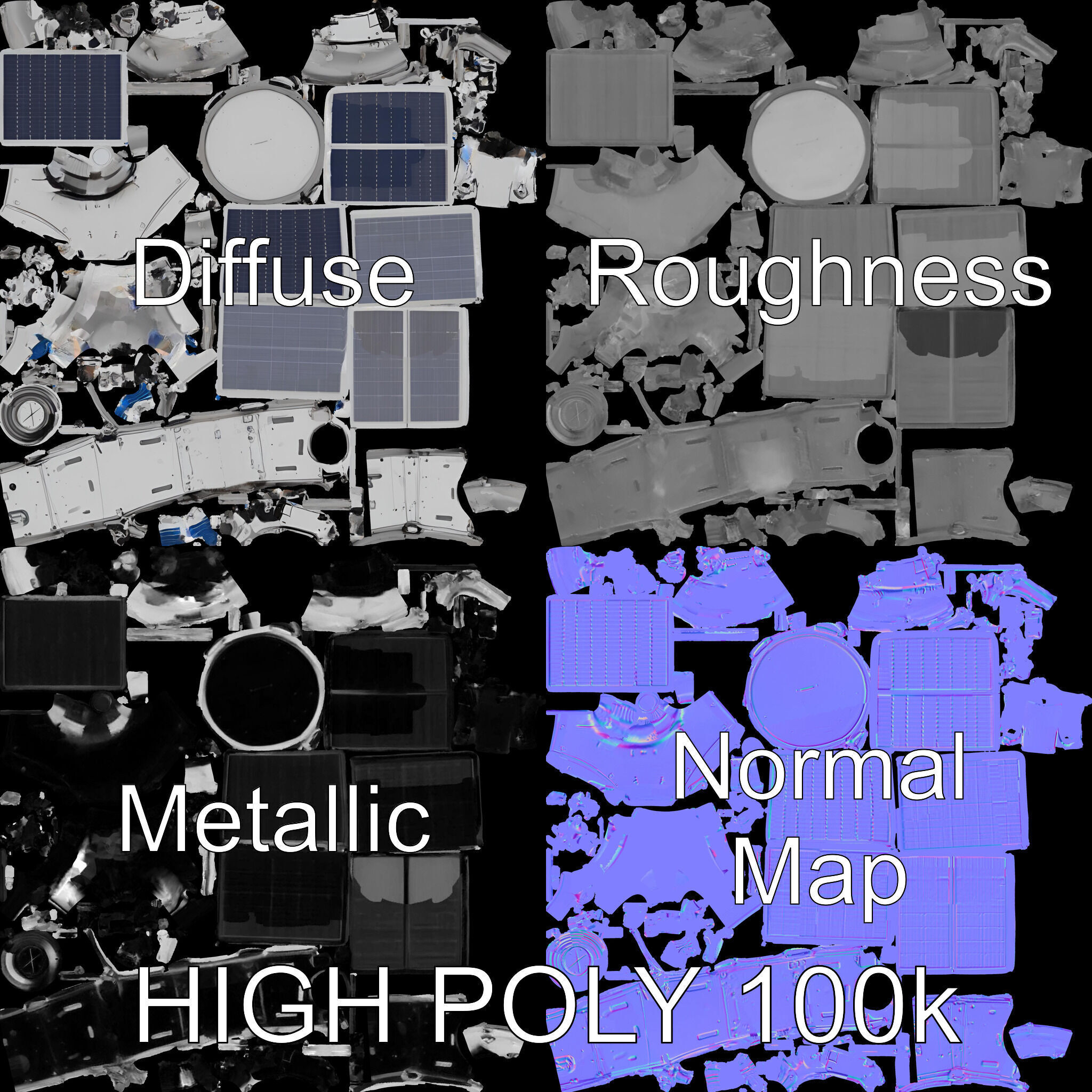 Realistic Satellite Model Pack Low-poly 3D model_2