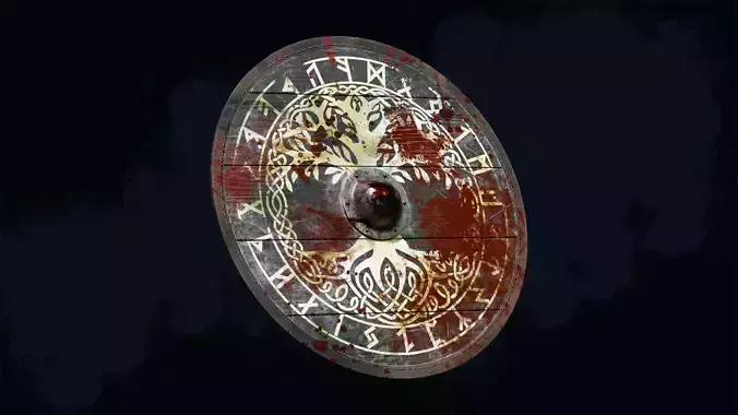 Viking Shield 3 - Bloody Low-poly 3D model