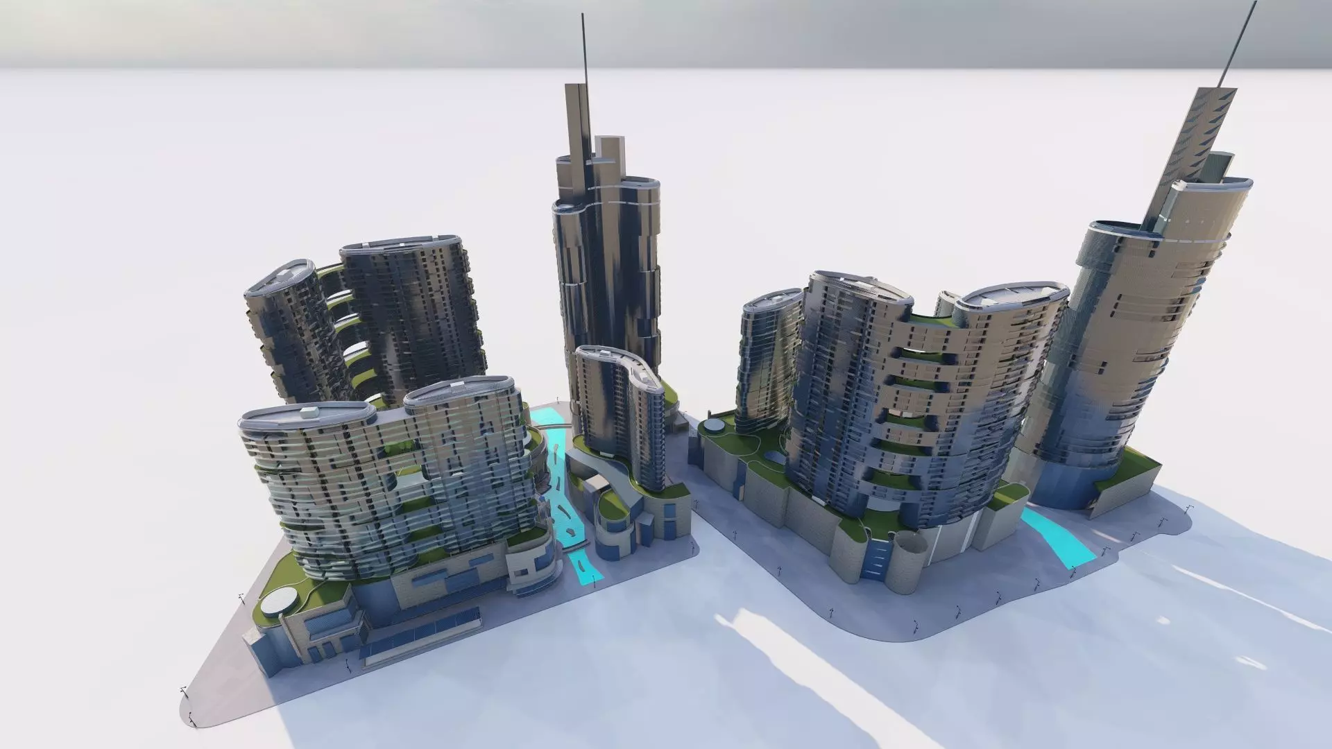 City-modern city- urban 3D model