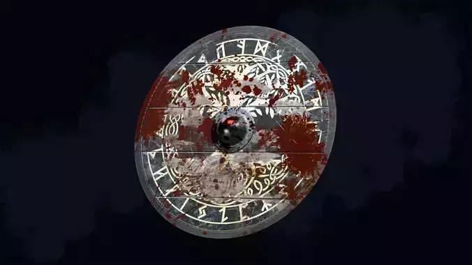 Viking shield 3 - Bloodied Relic Low-poly 3D model