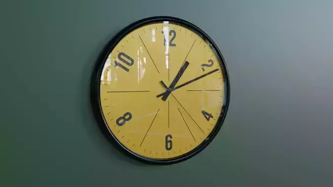 A yellow wall clock