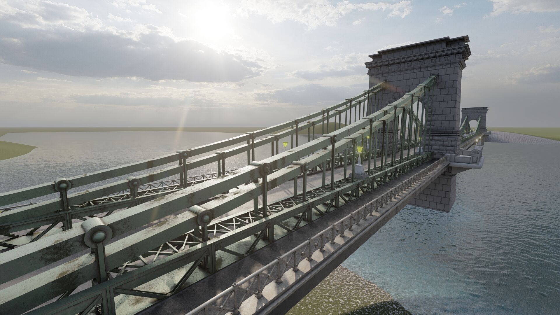 EUROPEAN HISTORICAL SUSPENDED BRIDGE 3D model_8