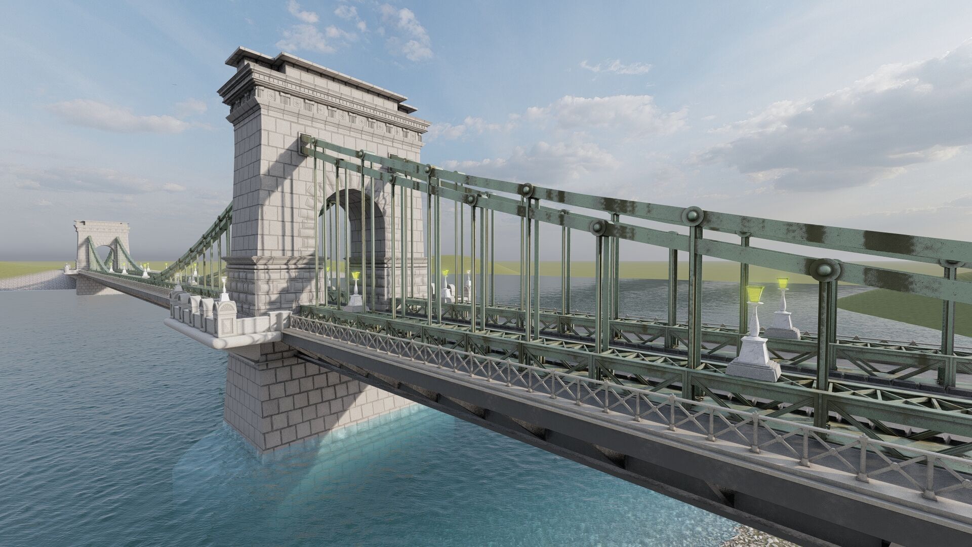 EUROPEAN HISTORICAL SUSPENDED BRIDGE 3D model_6