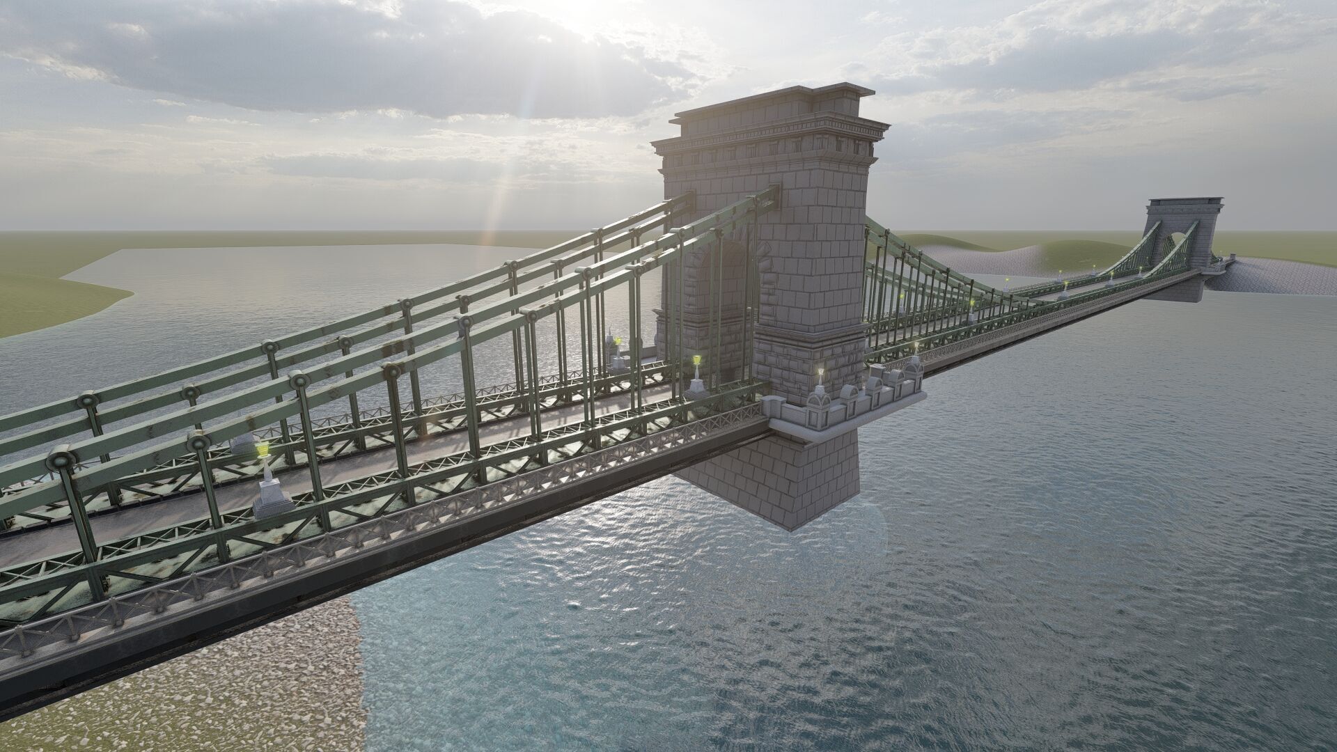 EUROPEAN HISTORICAL SUSPENDED BRIDGE 3D model_9