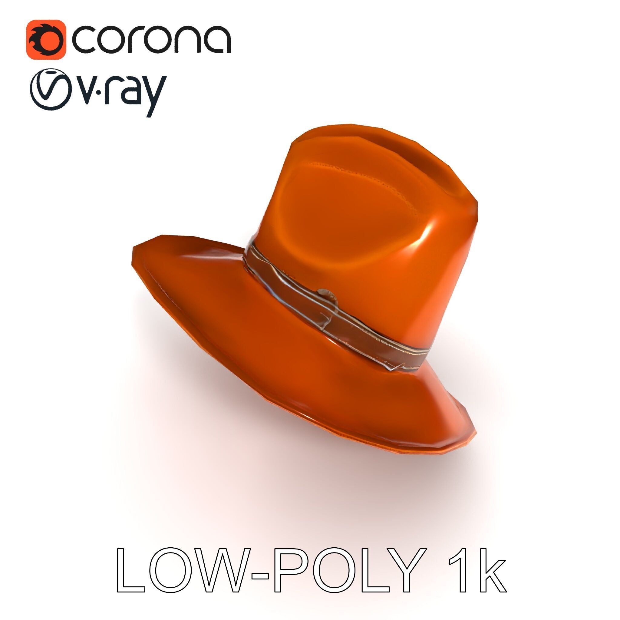 Cowboy Hat Model Pack with Realistic Textures Low-poly 3D model_15