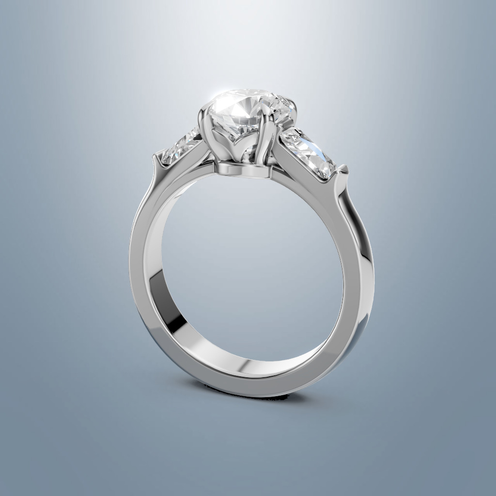Solitaire Trapezia Ring 3D print model_4