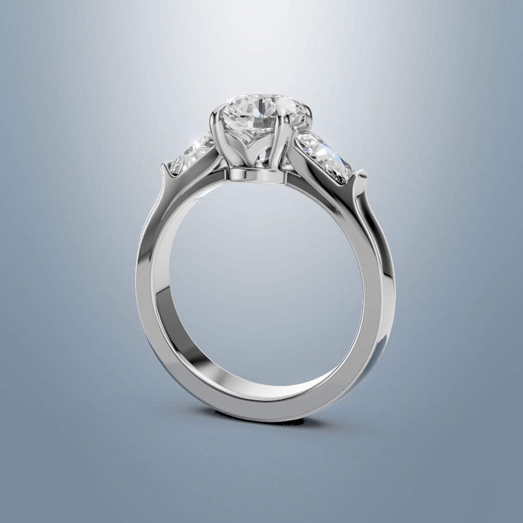 Solitaire Trapezia Ring 3D print model_5