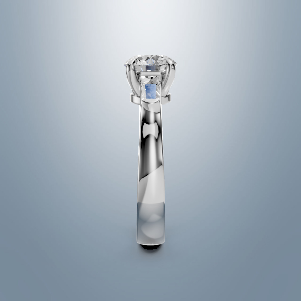 Solitaire Trapezia Ring 3D print model_3