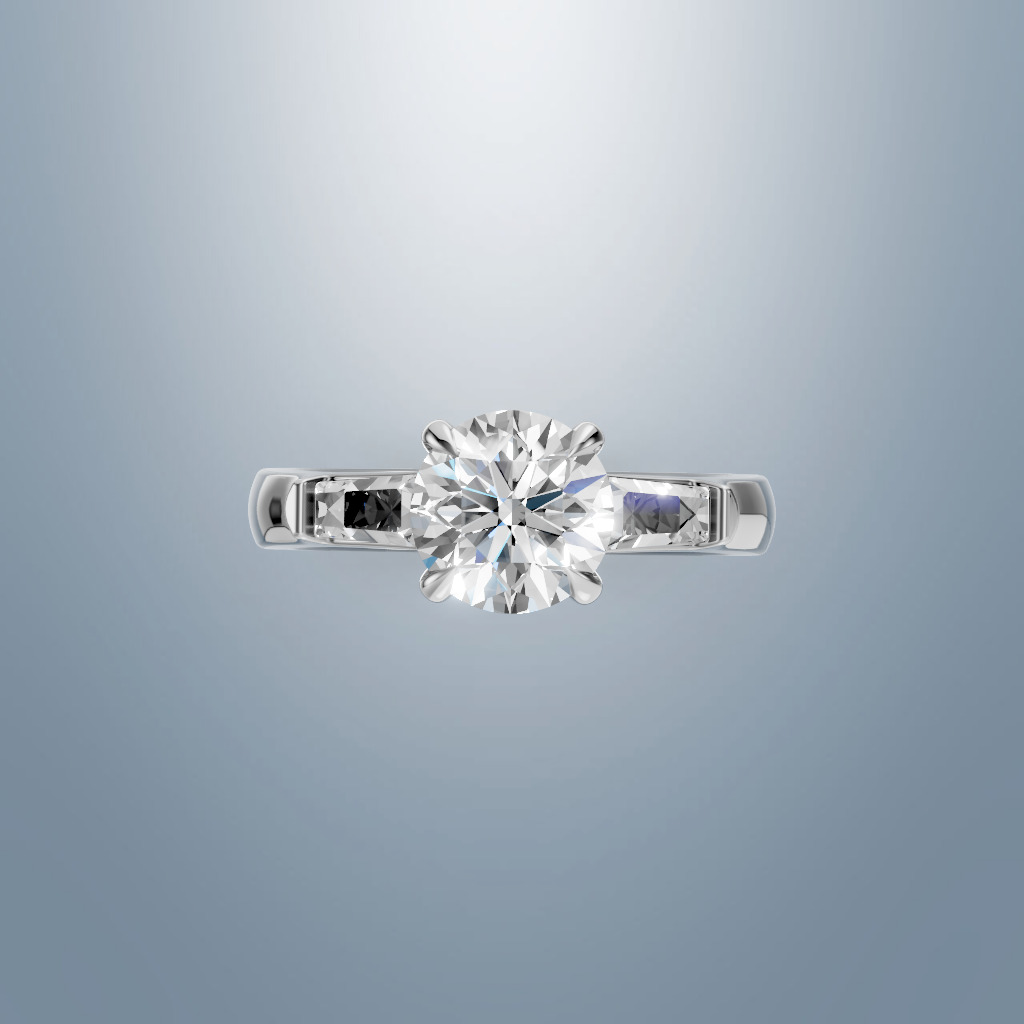 Solitaire Trapezia Ring 3D print model_2