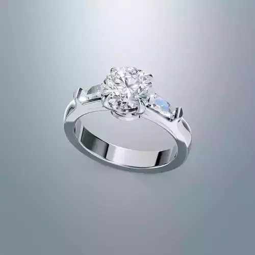 Solitaire Trapezia Ring 3D print model