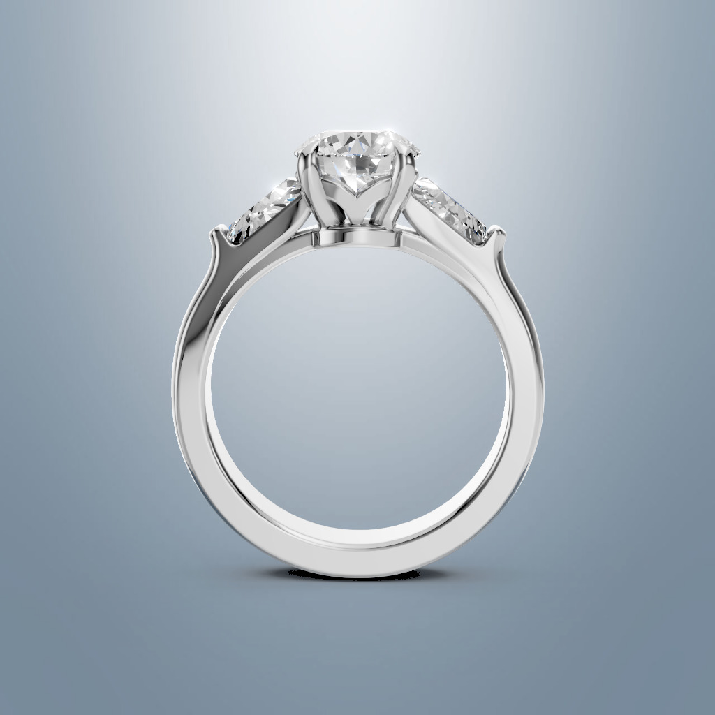 Solitaire Trapezia Ring 3D print model_1