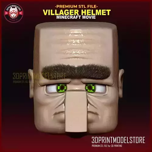 Minecraft Movie Villager Helmet Head Cosplay Mask Halloween