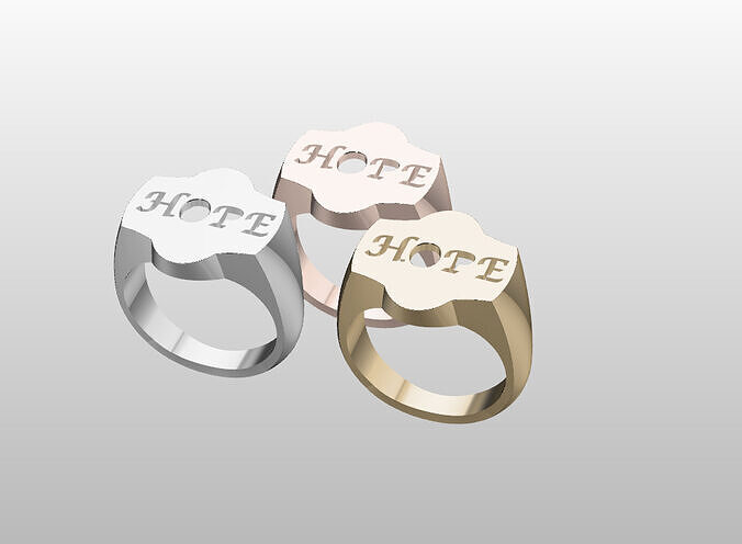 HOPE SIGNET RING 3D PRINT FILE  3D print model