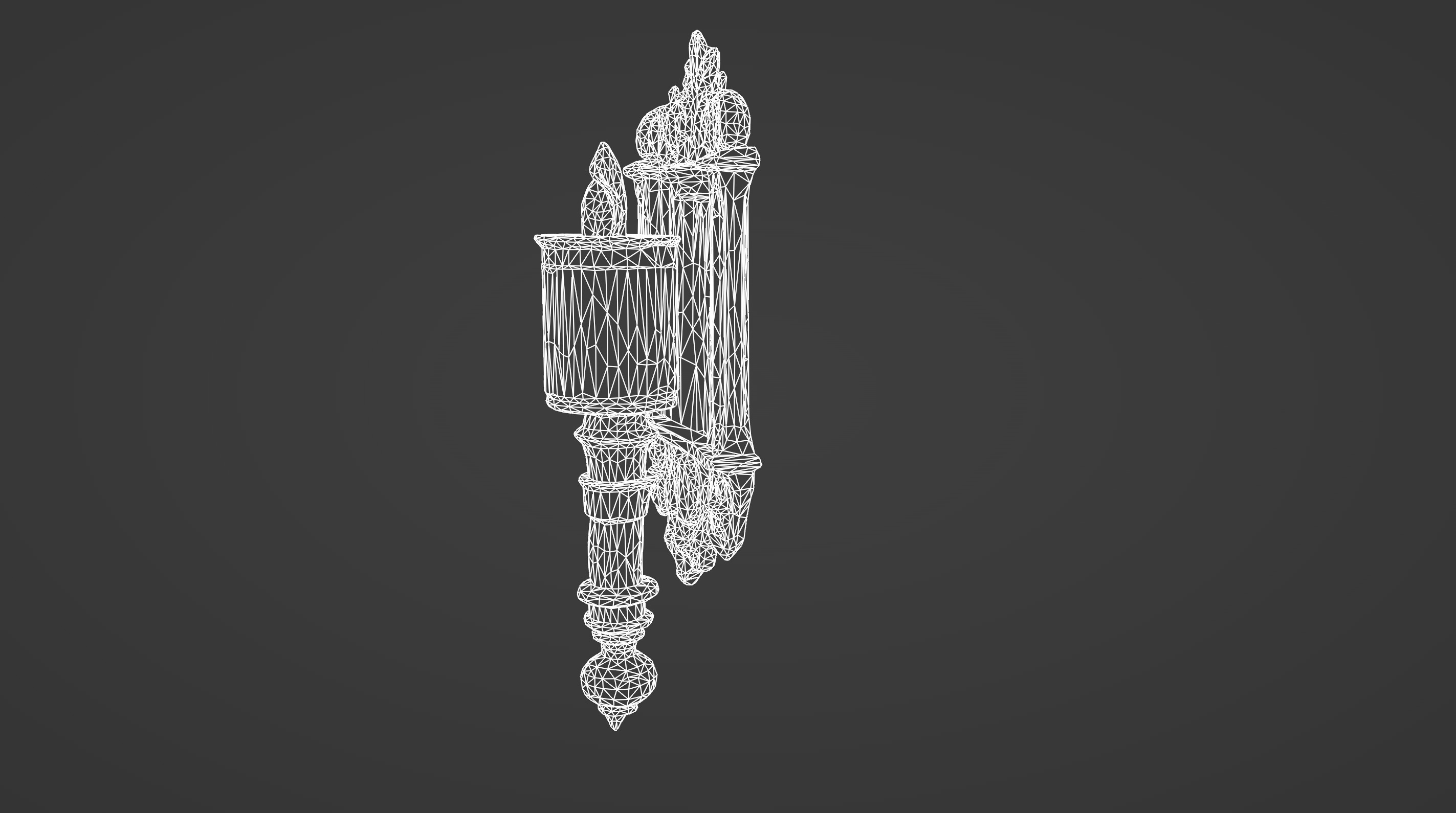 Ornate Medieval Wall Torch 3D model_10