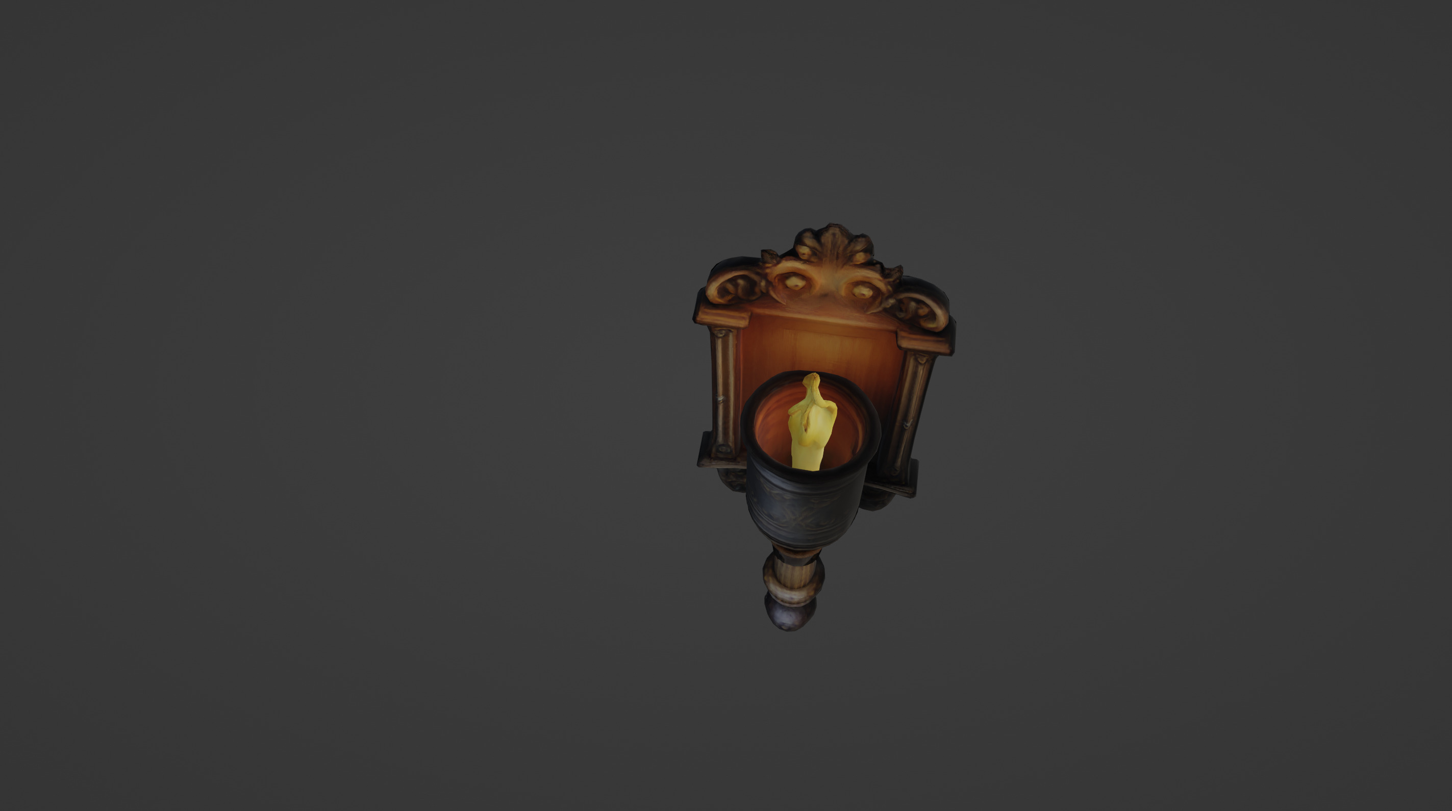 Ornate Medieval Wall Torch 3D model_6