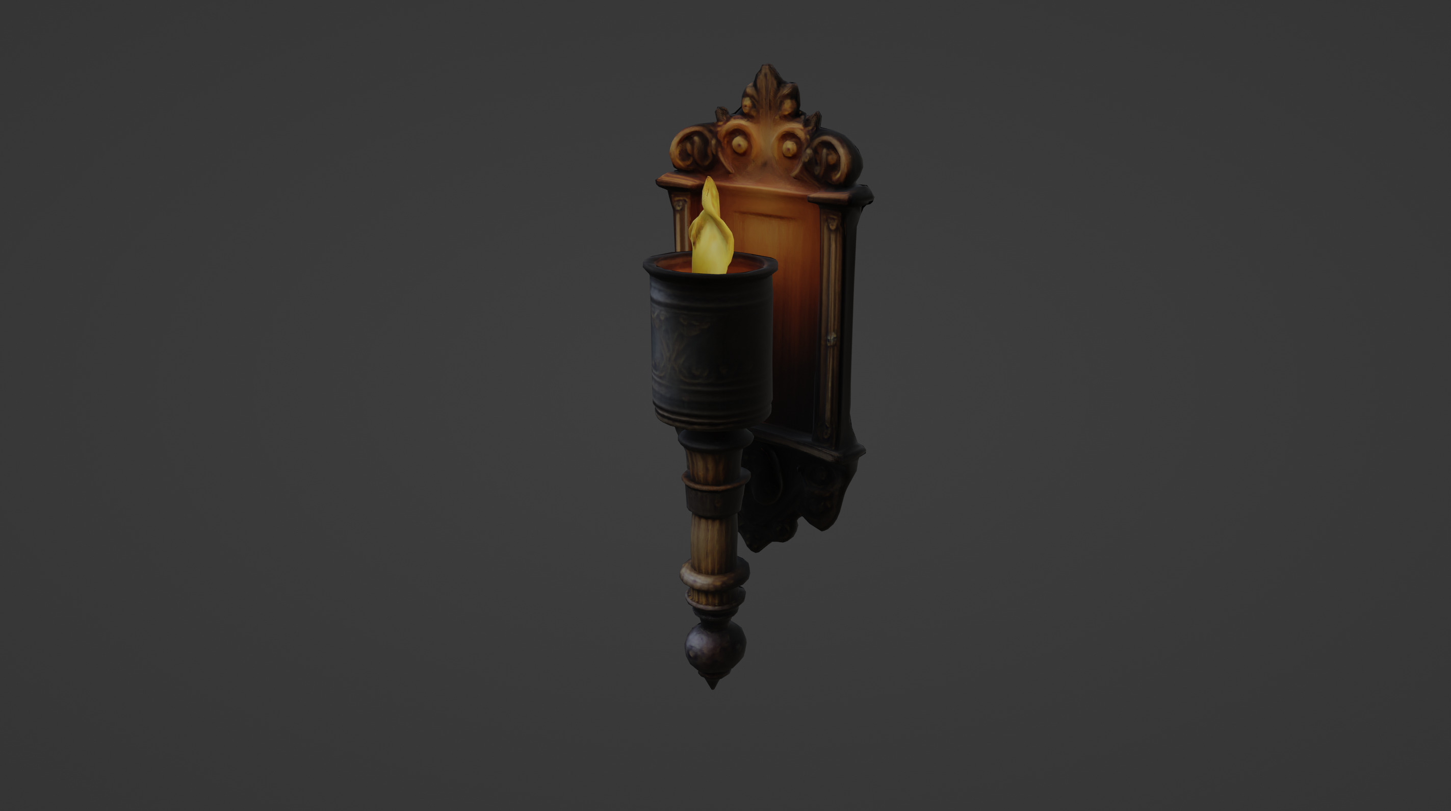 Ornate Medieval Wall Torch 3D model_3