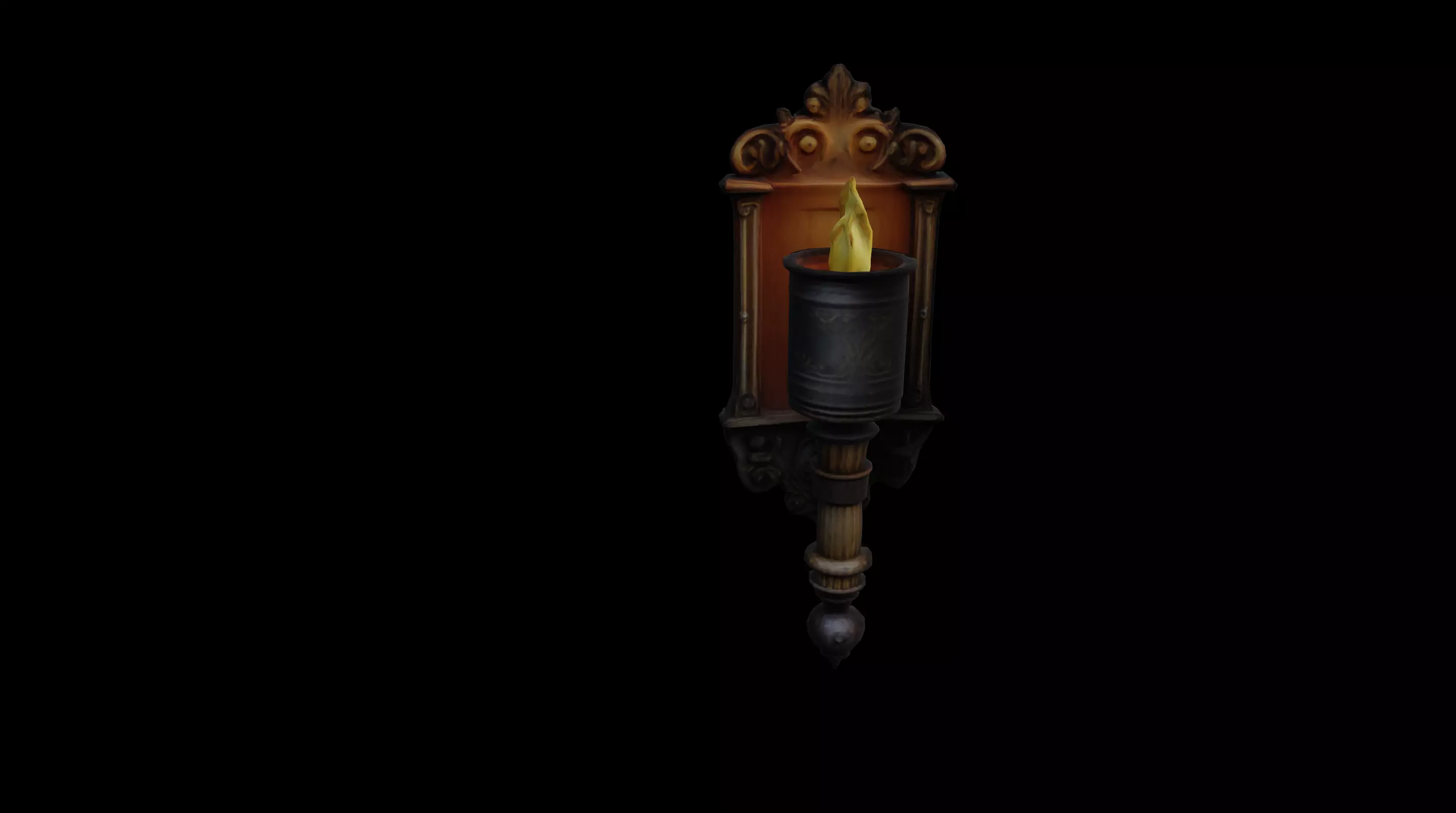 Ornate Medieval Wall Torch 3D model_0