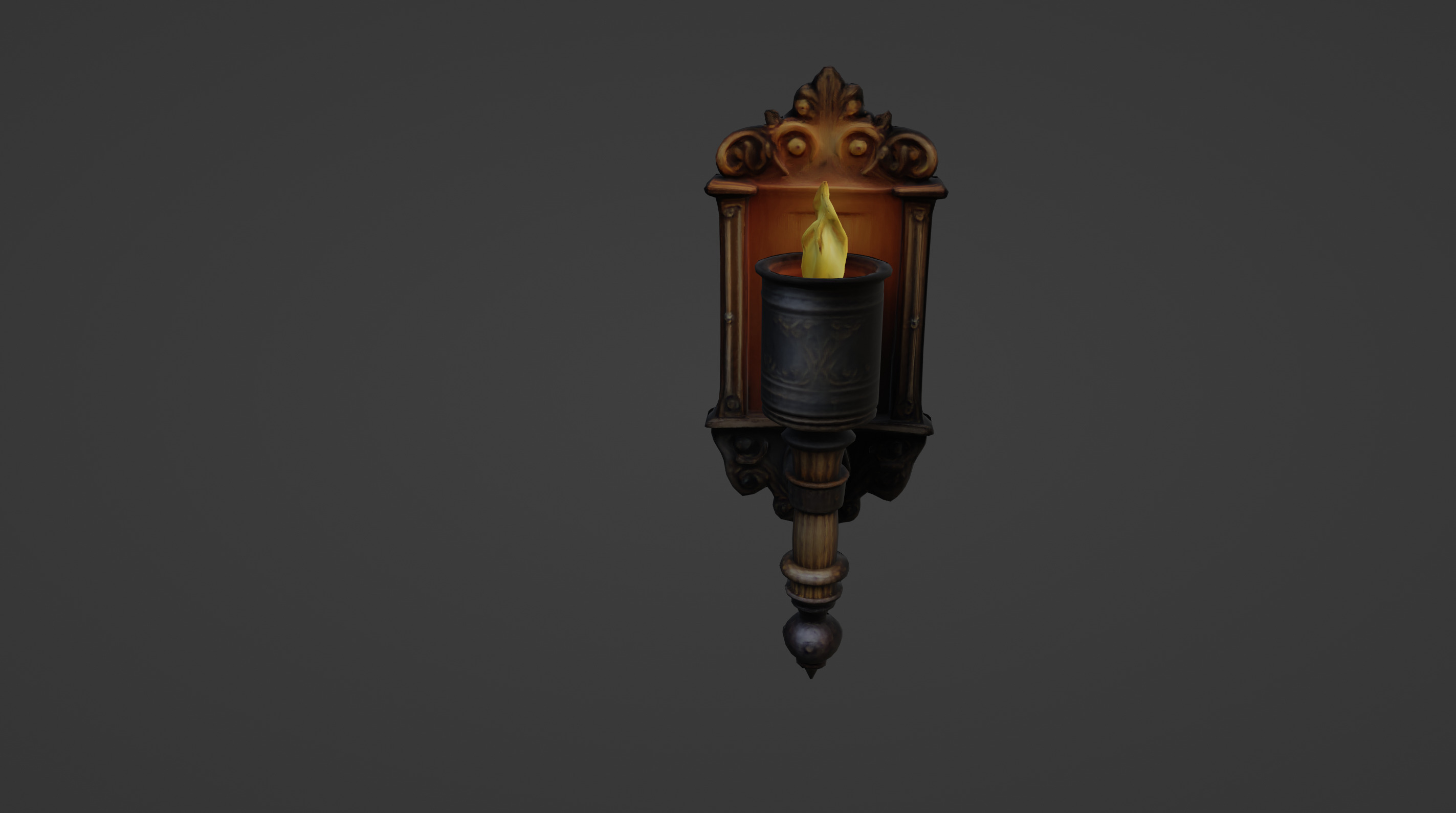 Ornate Medieval Wall Torch 3D model_5