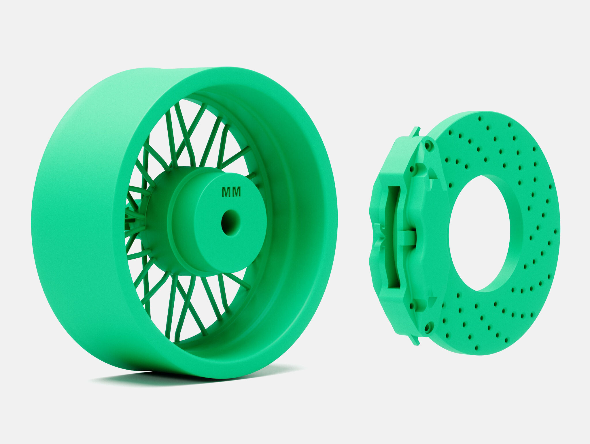 22x9 Texan Wire Wheel and Brake 3D print model_8