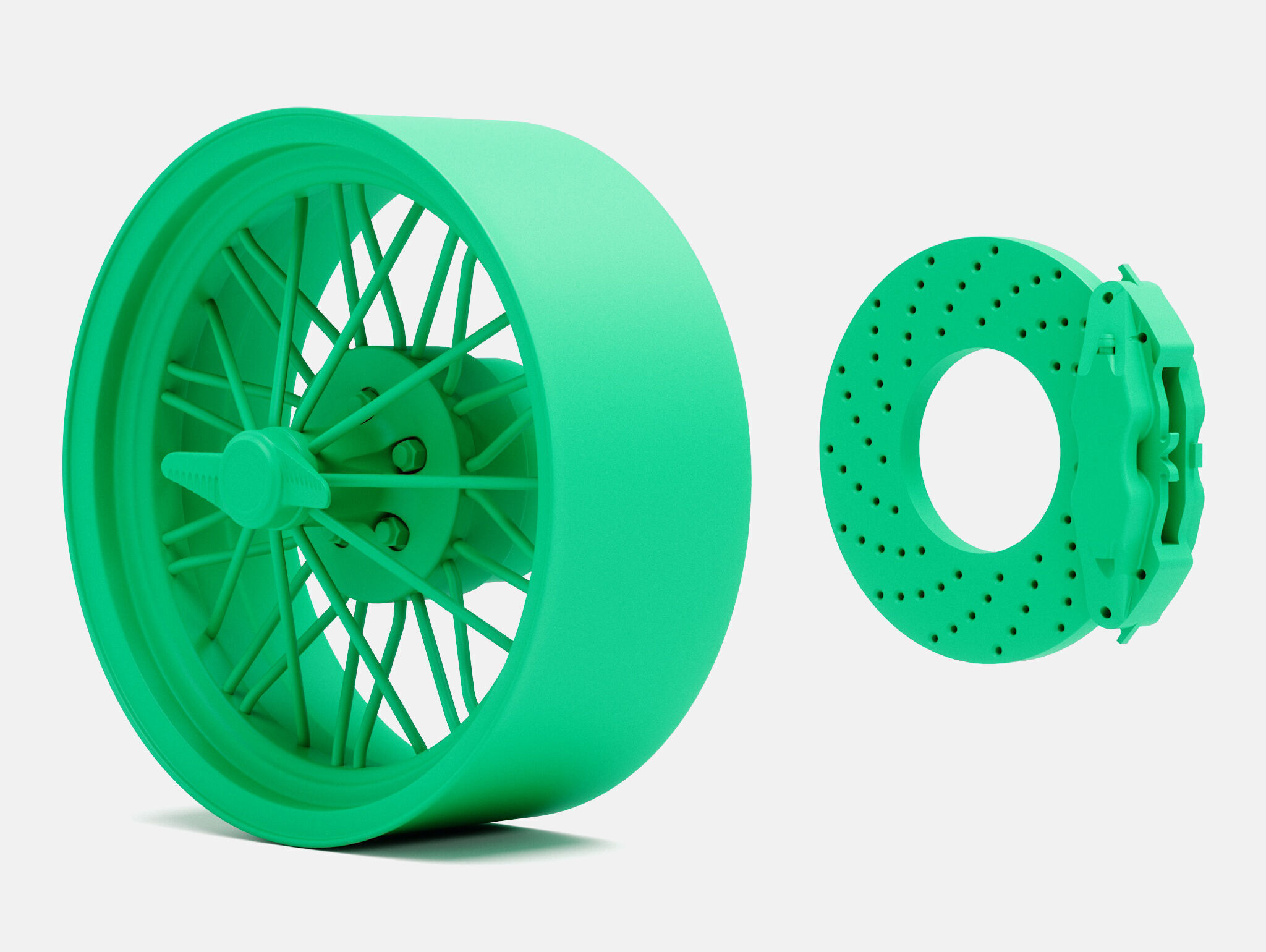 22x9 Texan Wire Wheel and Brake 3D print model_7