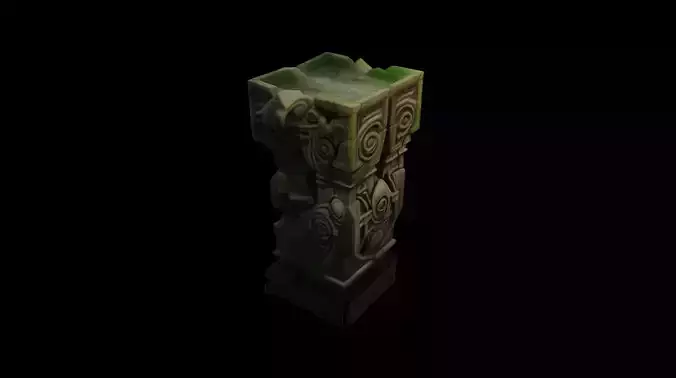 Ancient Broken Stone Column Fragment 3D model