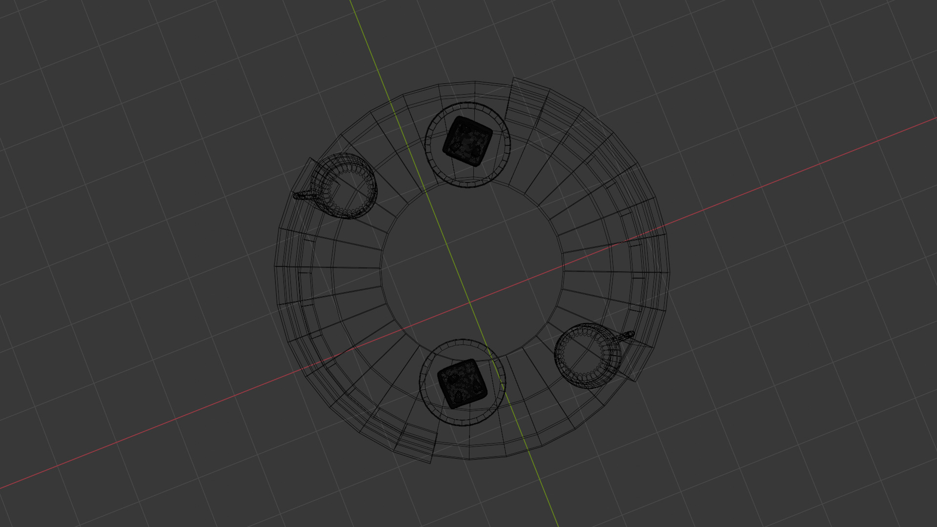 Low-Poly Coffee Table with Plates Cakes and Cups Game Ready Low-poly 3D model_9