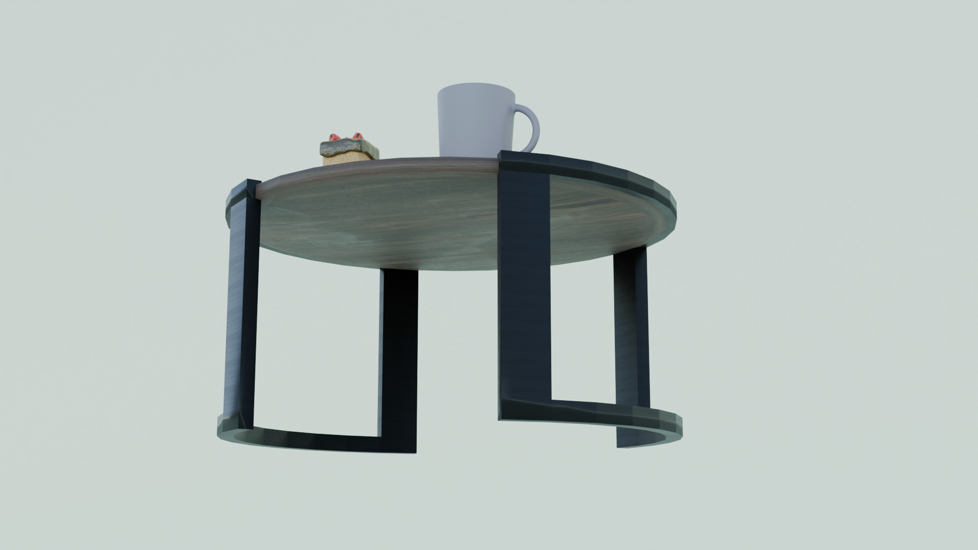 Low-Poly Coffee Table with Plates Cakes and Cups Game Ready Low-poly 3D model_5