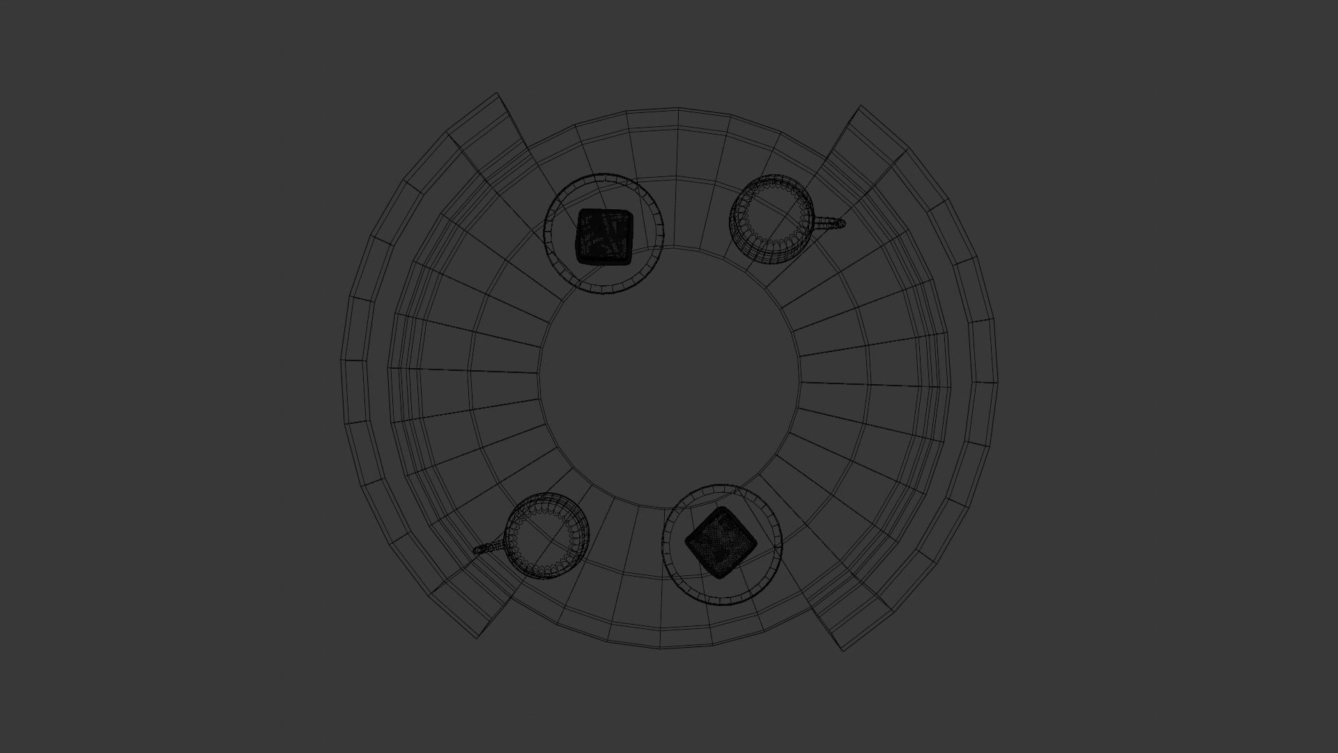 Low-Poly Coffee Table with Plates Cakes and Cups Game Ready Low-poly 3D model_1