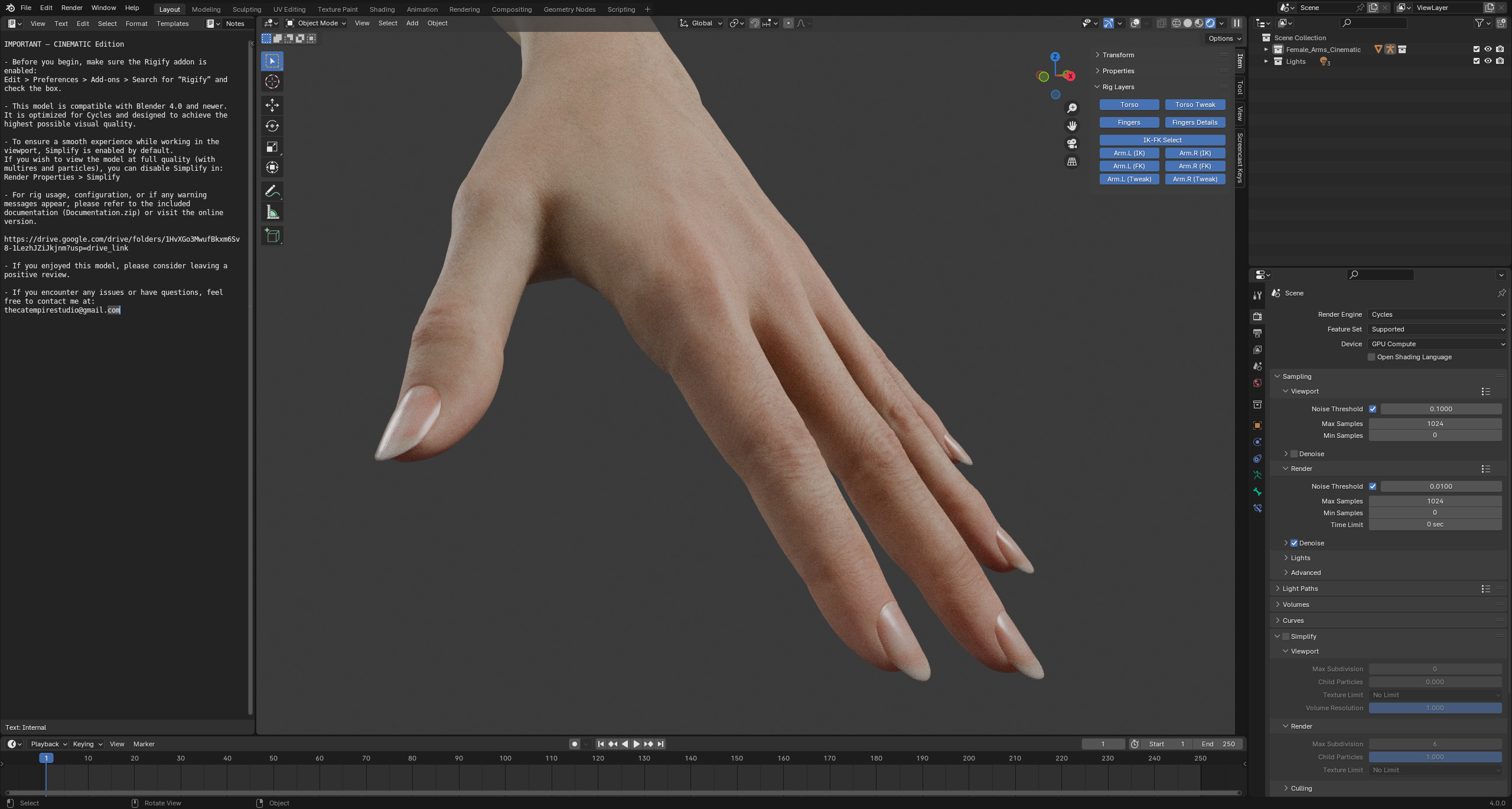 Realistic Female Arms - Cinematic Edition 3D model_11