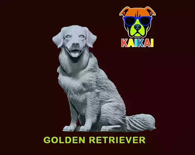 Golden Retriever model - Golden statue - 3D print