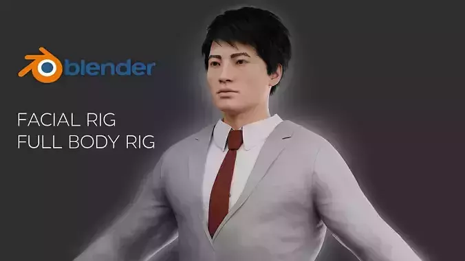 Realistic Asian Business Man Fully Rigged Low-poly 3D model