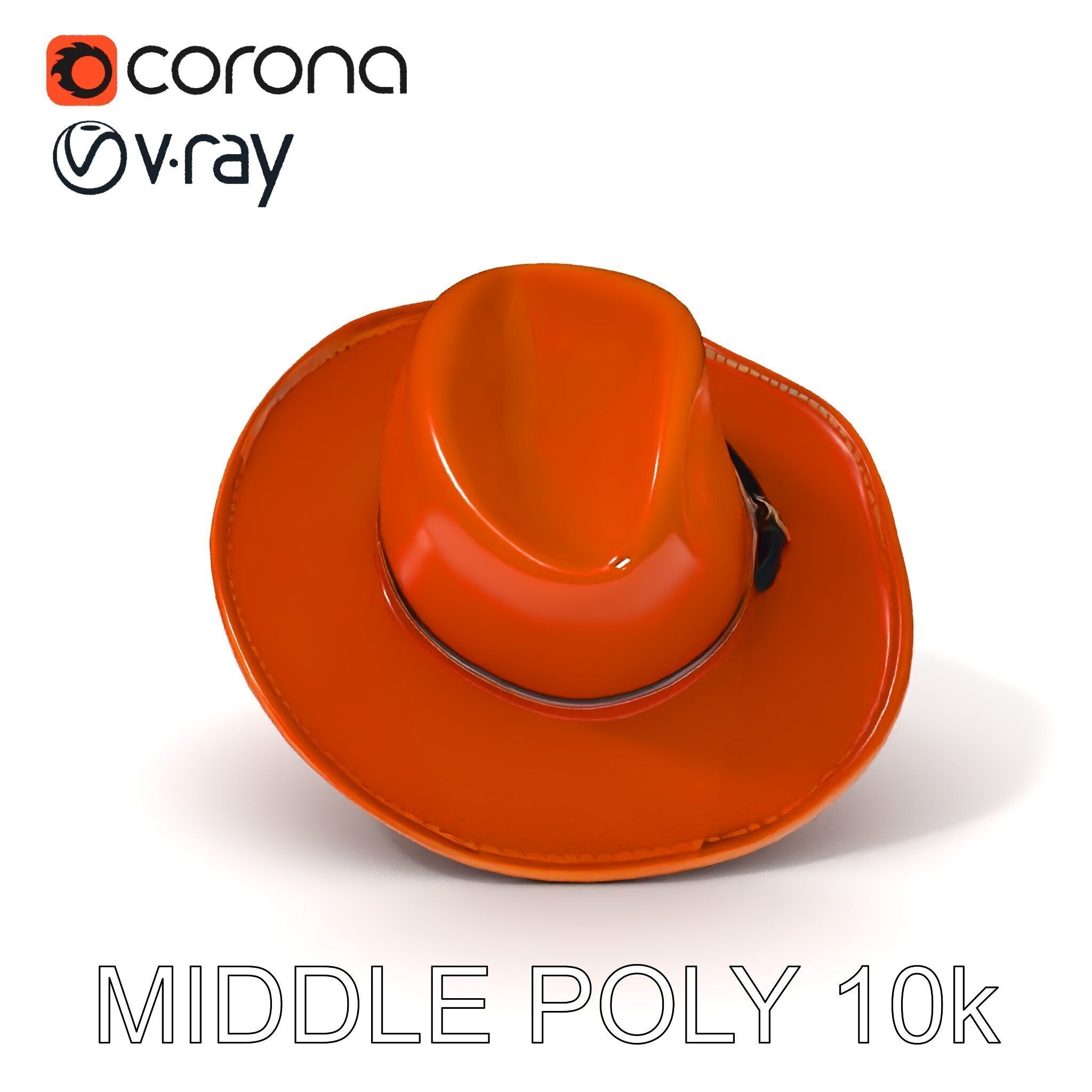 Cowboy Hat D Model Pack with Textured Leather Low-poly 3D model_14