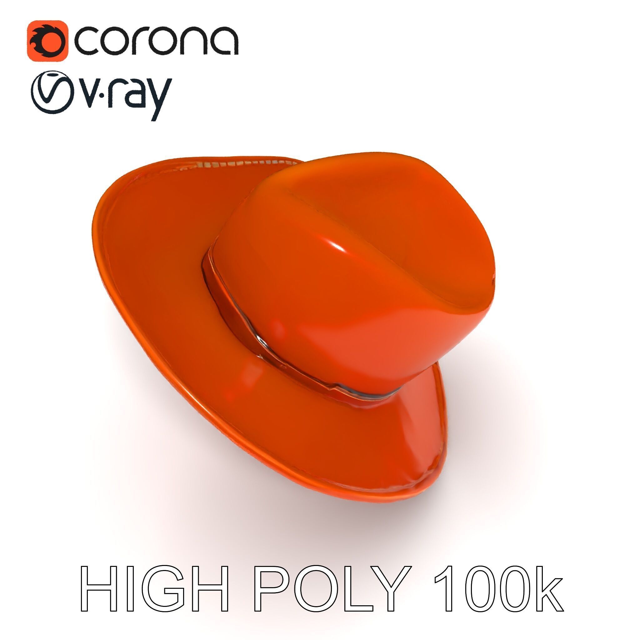 Cowboy Hat D Model Pack with Textured Leather Low-poly 3D model_32