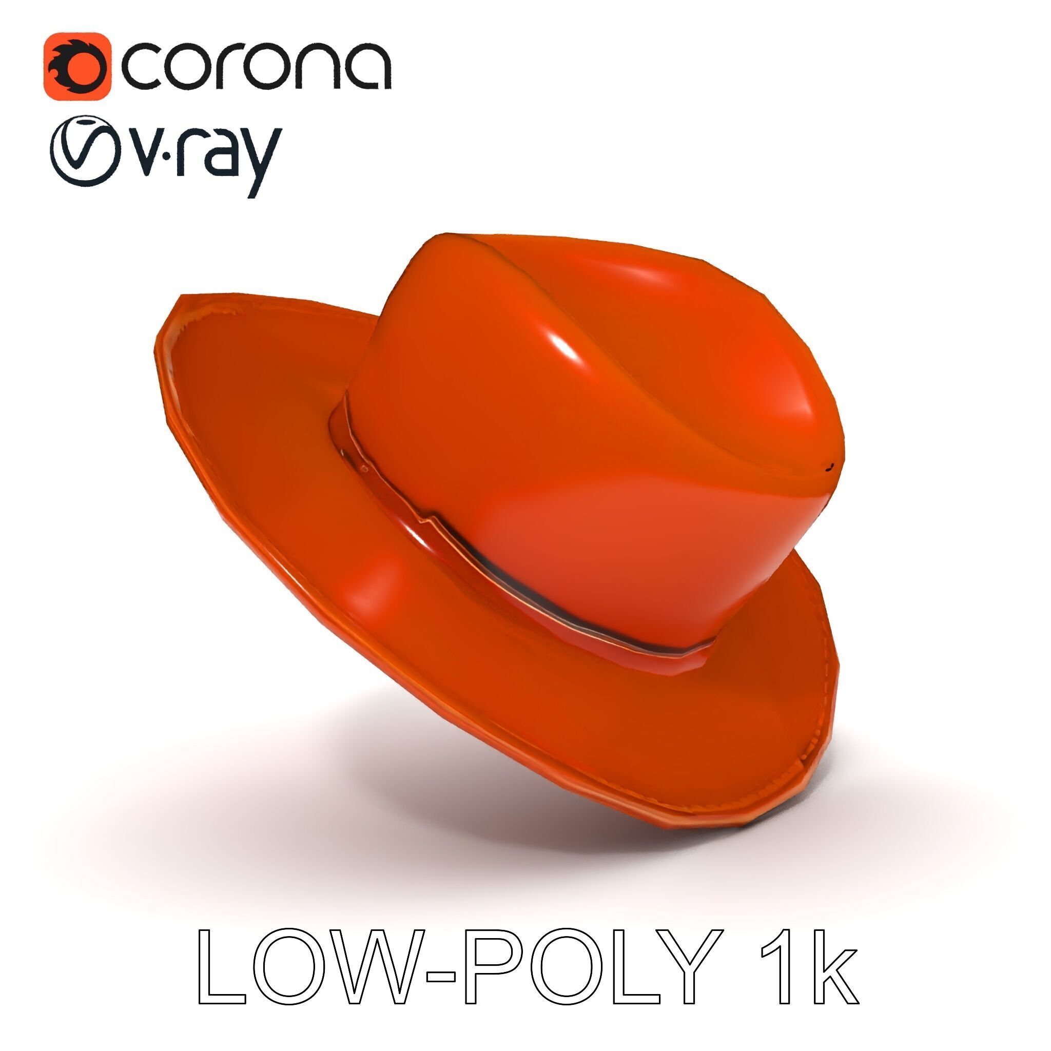 Cowboy Hat D Model Pack with Textured Leather Low-poly 3D model_7