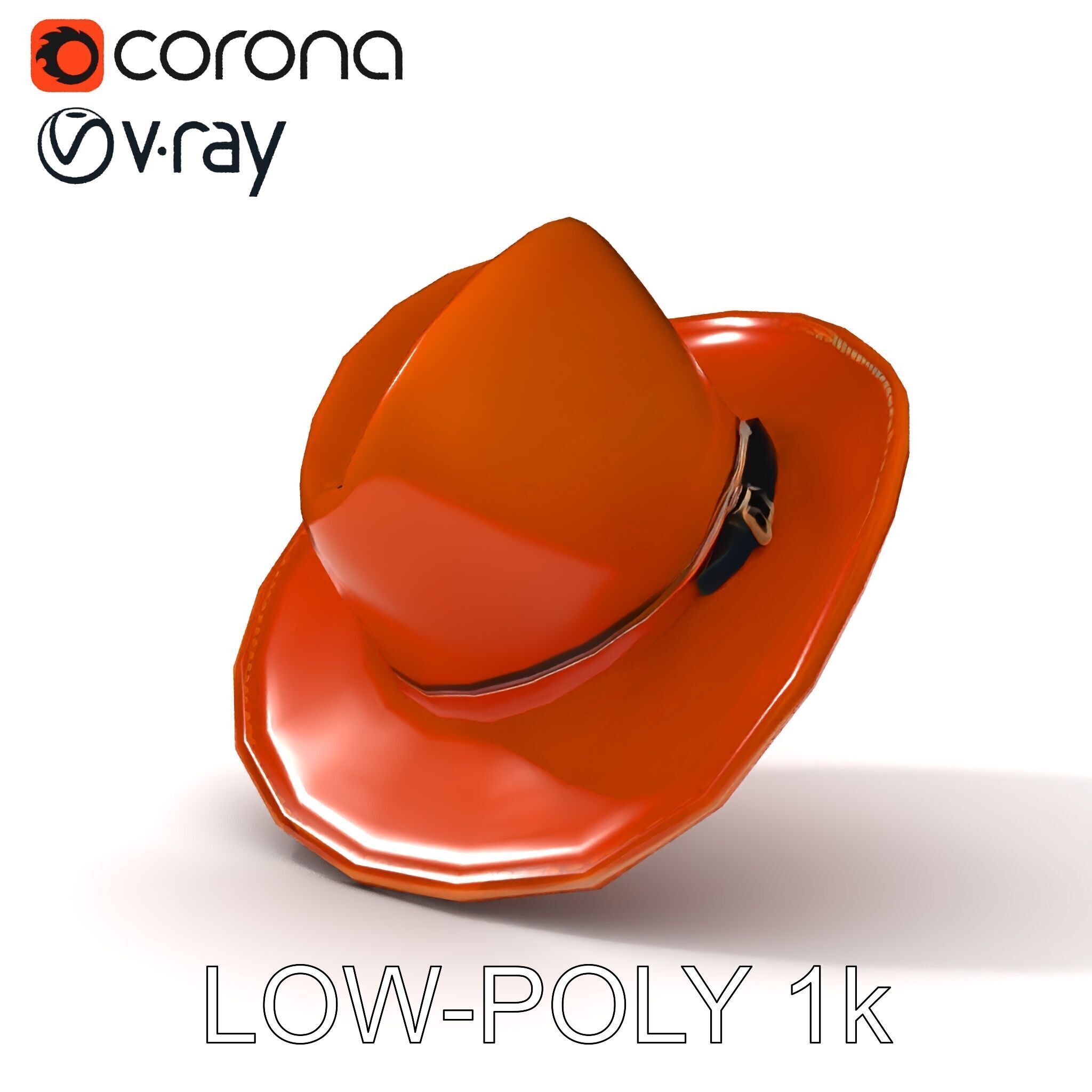 Cowboy Hat D Model Pack with Textured Leather Low-poly 3D model_15