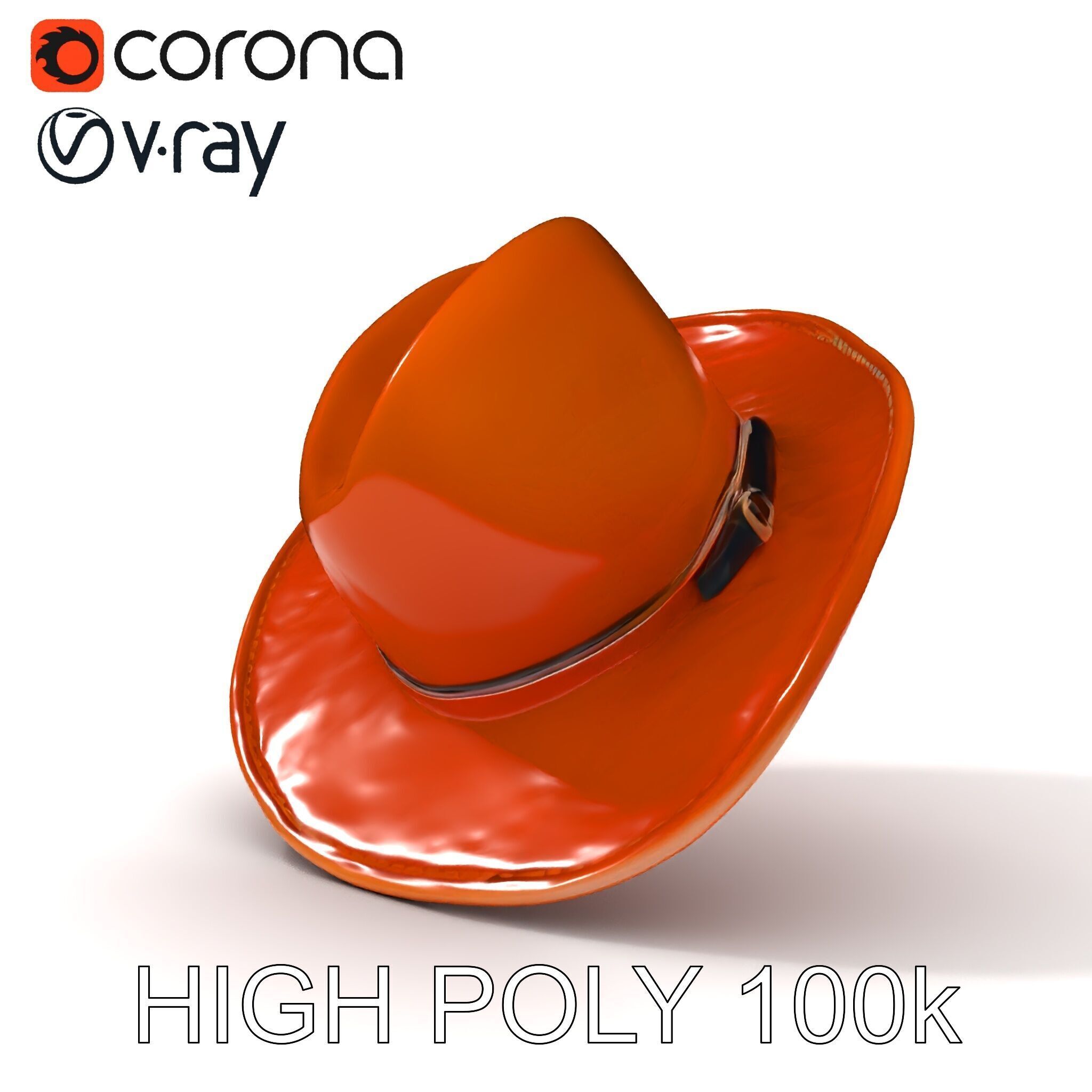 Cowboy Hat D Model Pack with Textured Leather Low-poly 3D model_29