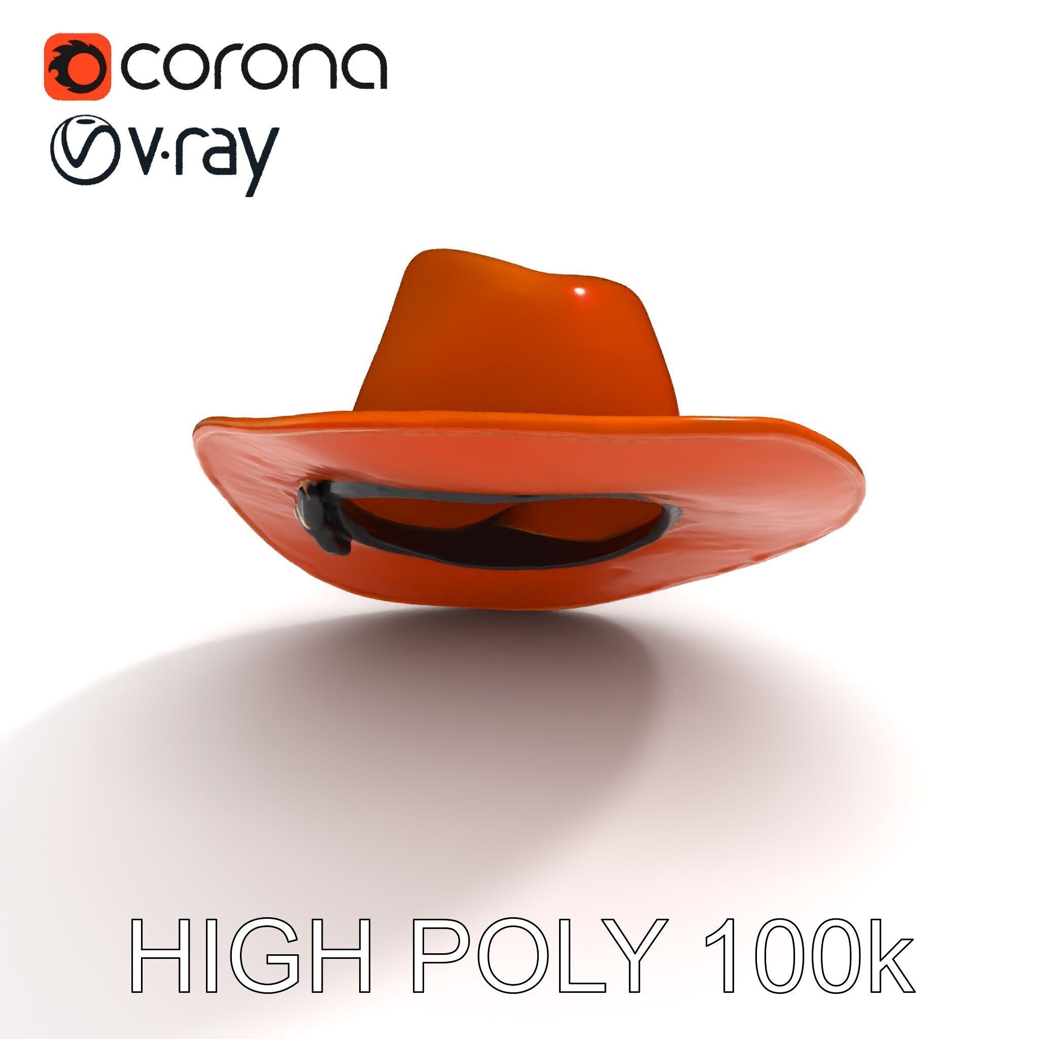 Cowboy Hat D Model Pack with Textured Leather Low-poly 3D model_35