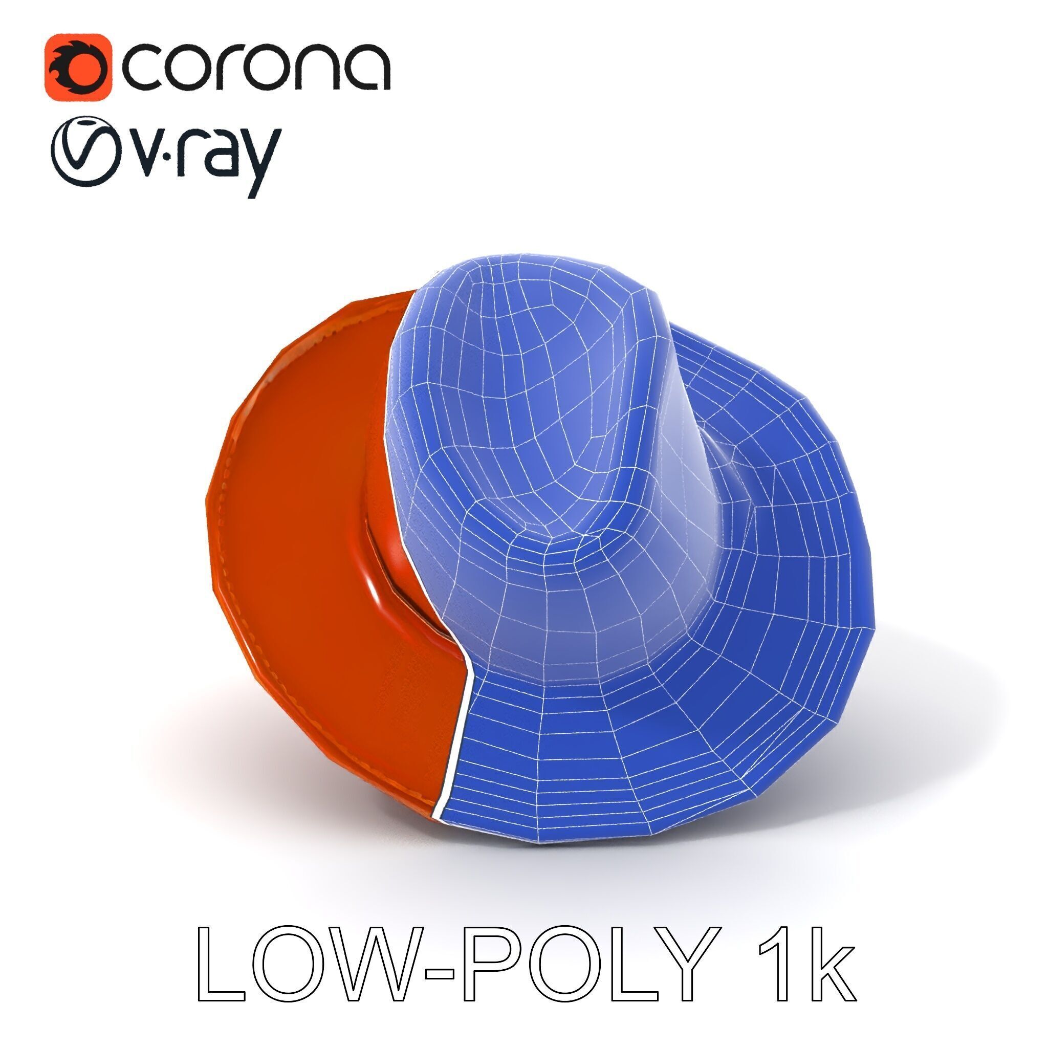 Cowboy Hat D Model Pack with Textured Leather Low-poly 3D model_9