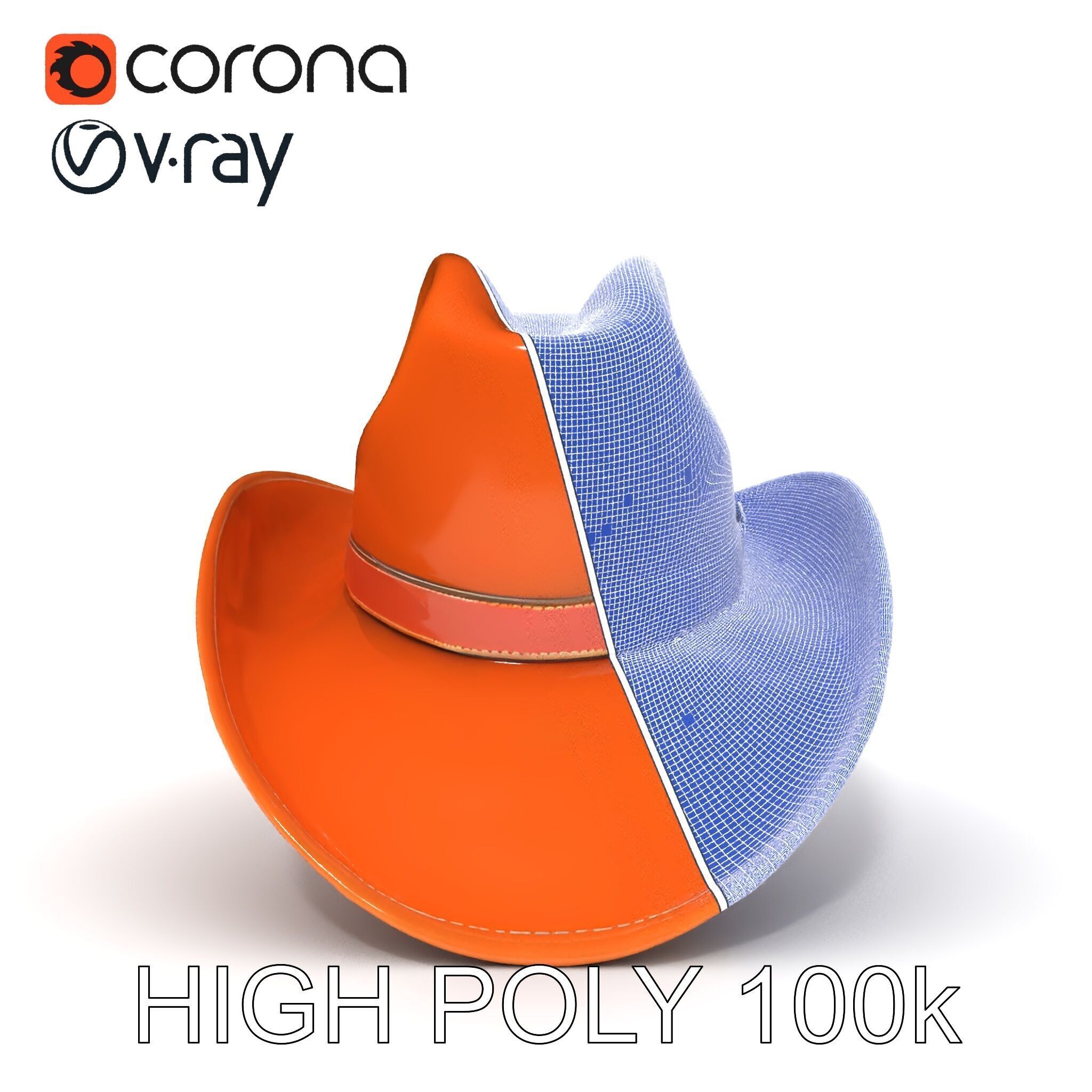 Classic Cowboy Hat Model Pack with PBR Textures Low-poly 3D model_34
