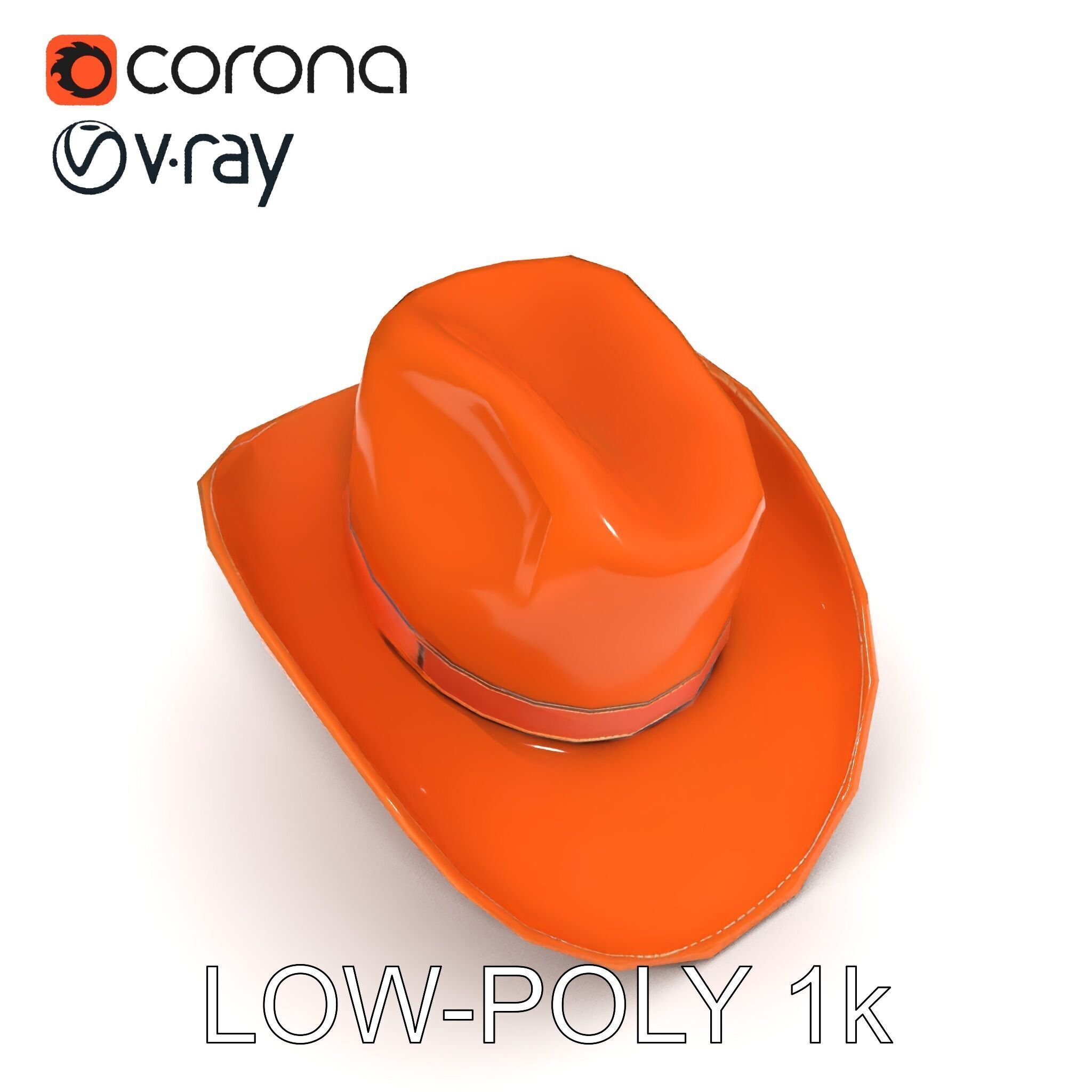 Classic Cowboy Hat Model Pack with PBR Textures Low-poly 3D model_7