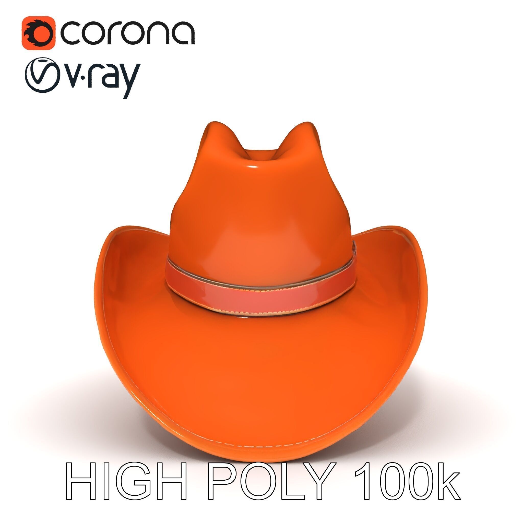 Classic Cowboy Hat Model Pack with PBR Textures Low-poly 3D model_8