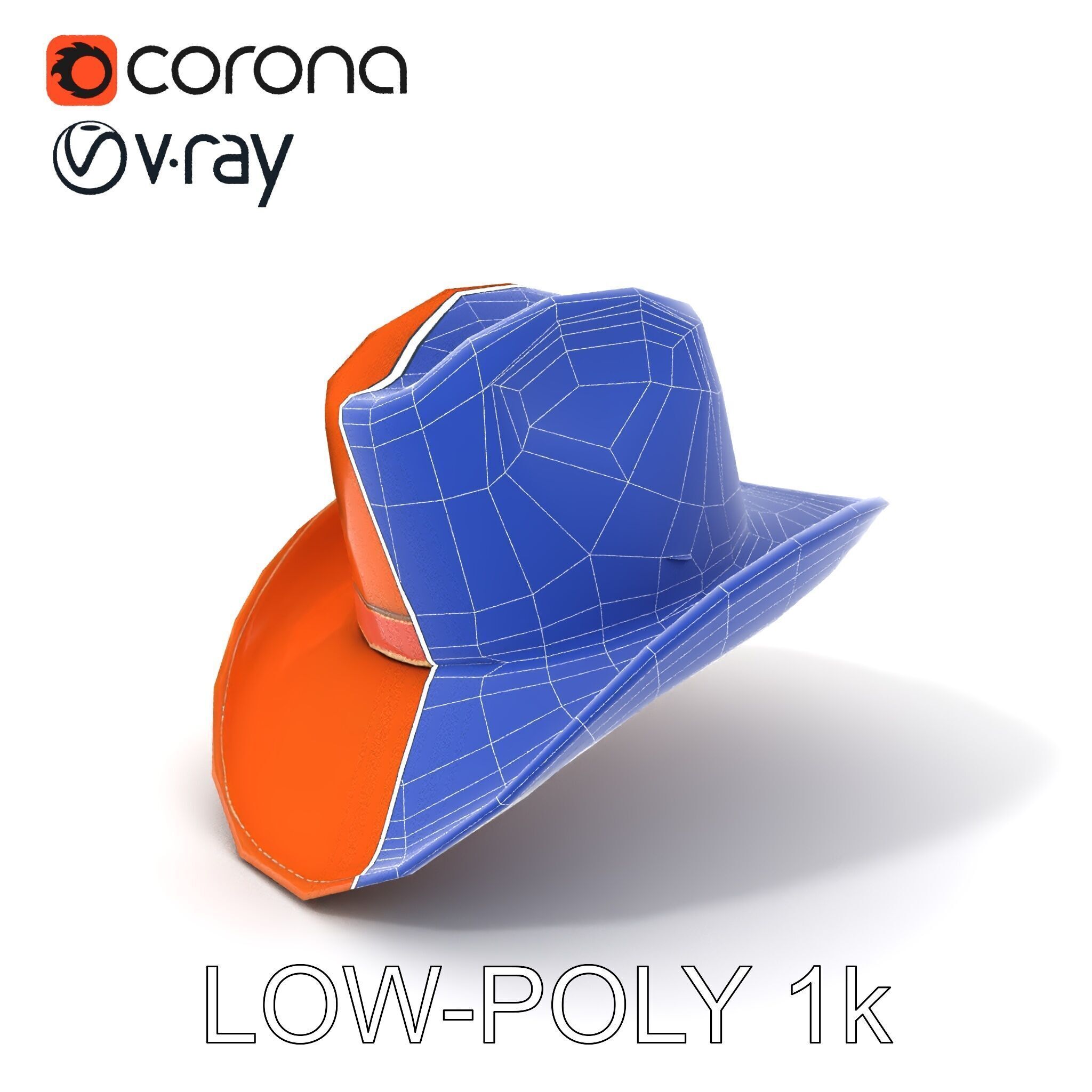 Classic Cowboy Hat Model Pack with PBR Textures Low-poly 3D model_13