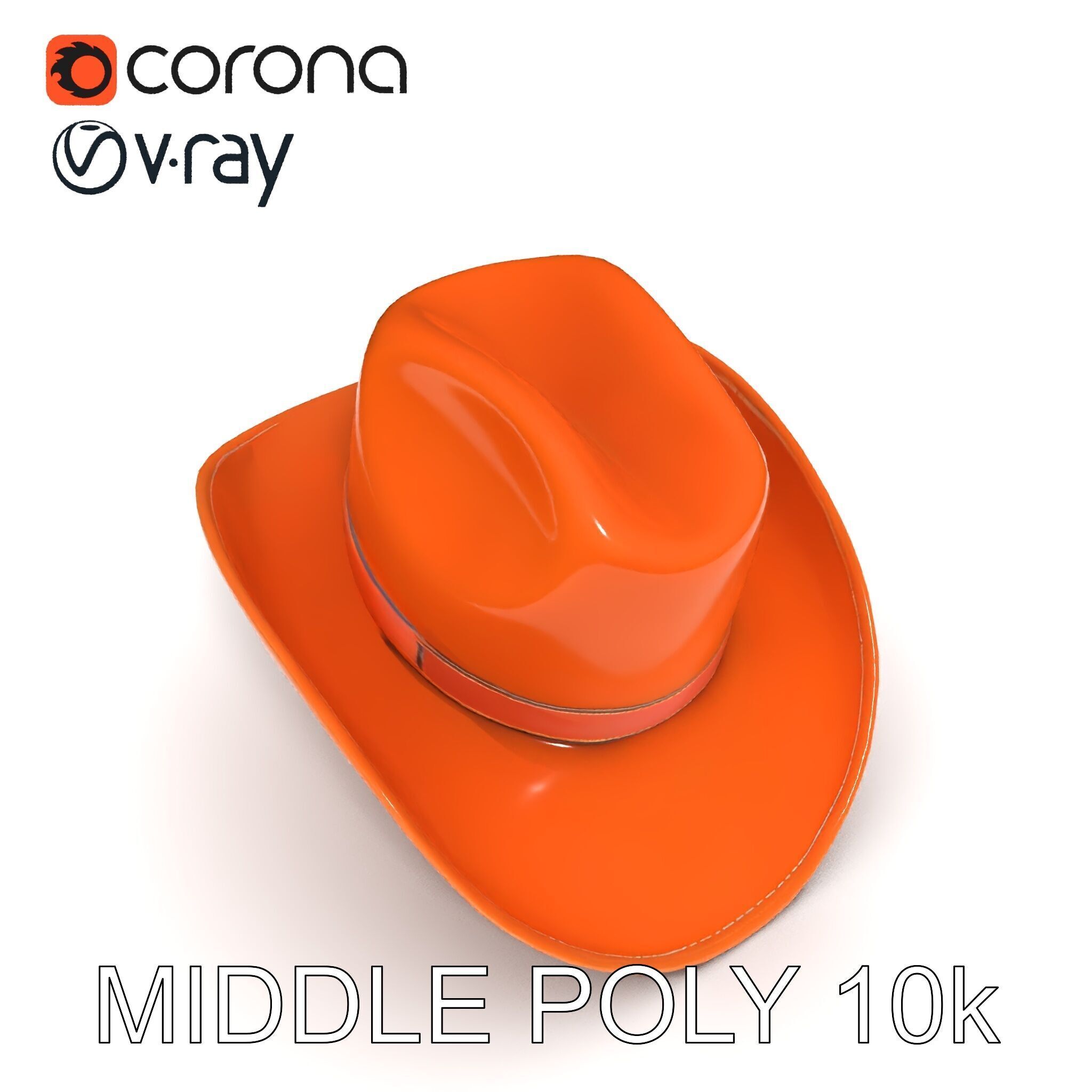 Classic Cowboy Hat Model Pack with PBR Textures Low-poly 3D model_9