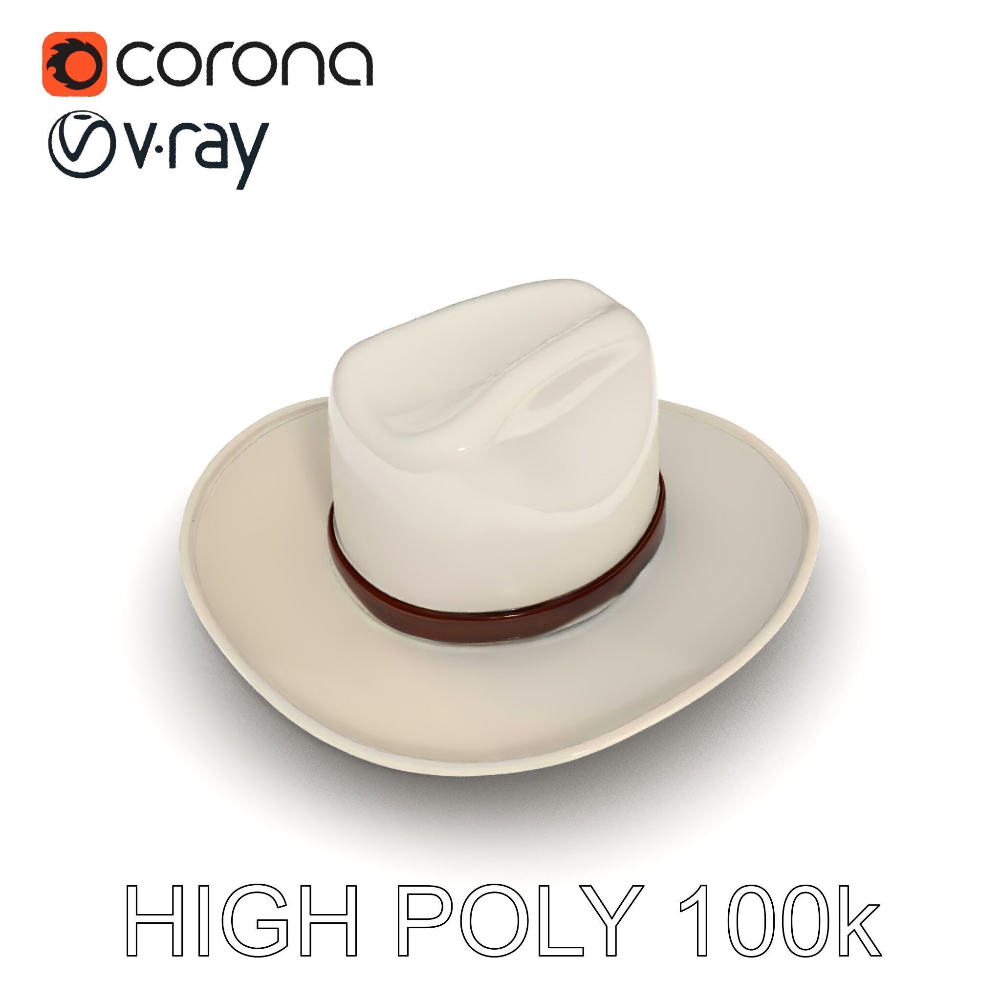Western Cowboy Hat D Model Pack Low-poly 3D model_10