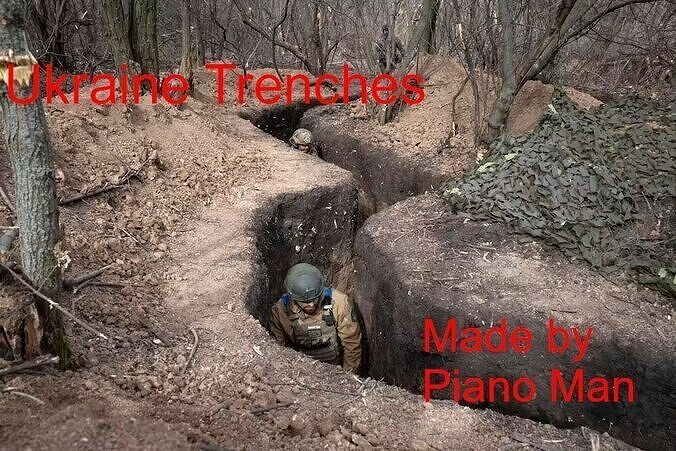 Ukraine trenches Low-poly 3D model