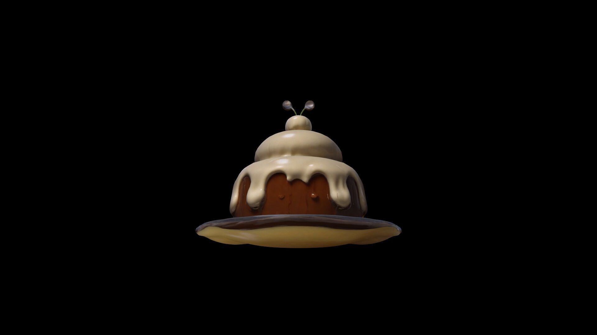 3d Render Delicious Vanilla Pudding With Chocolate 3D model_5